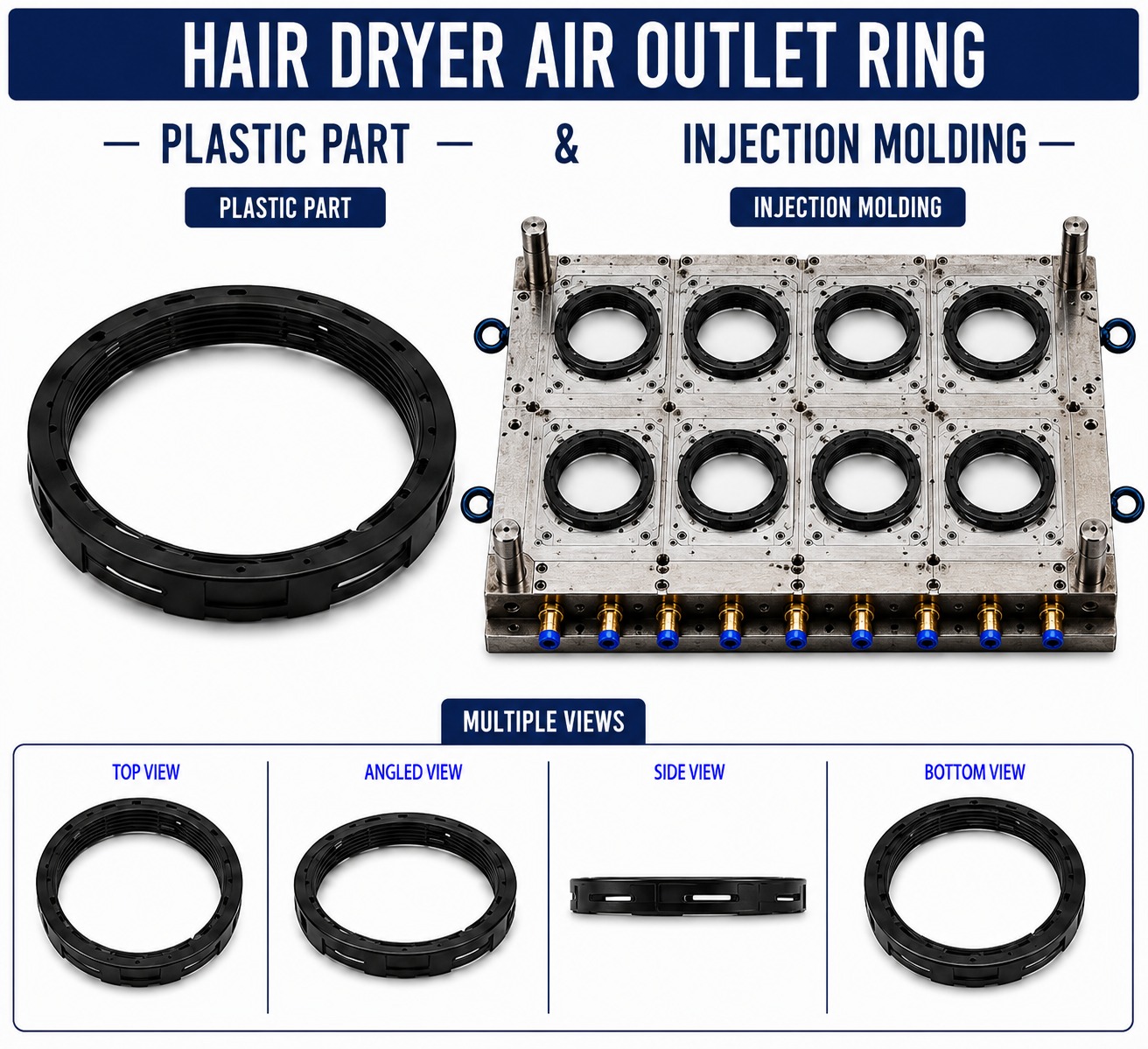 Hair Dryer Plastic Air Outlet Ring Mould and Moulding Service